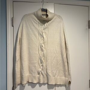 Chicos Cream Cable Knit Poncho Style Sweater